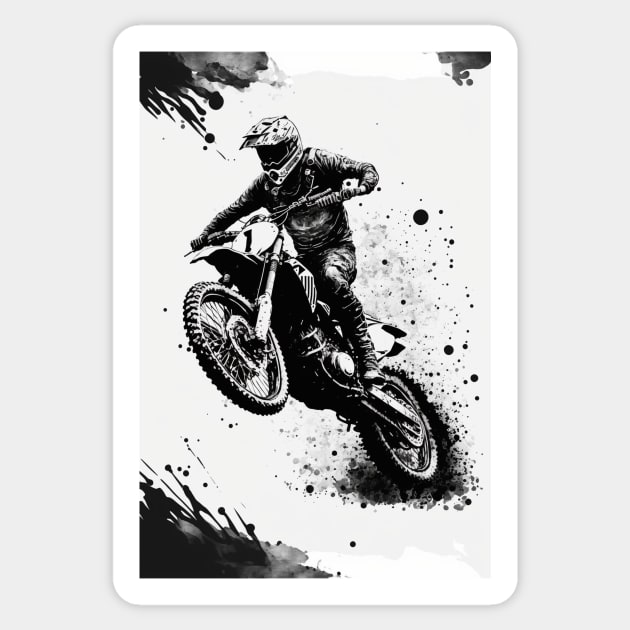 Dirt bike cool wheelie - ink splash white background Sticker by KoolArtDistrict